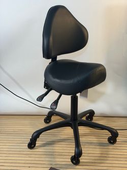 Dr. Lomilomi Rolling Saddle Chair with Back Support, Ergonomic Swivel Stool Aluminum Base · Adjustable Backrest · PU Casters · 400 lb Capacity · Denta