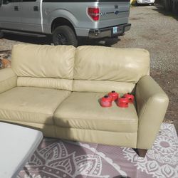 Lite Green Leather Couch