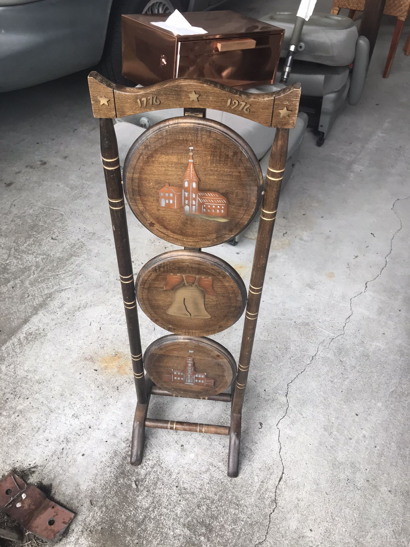 Folding pie rack vintage 1976 - tripod lamp -