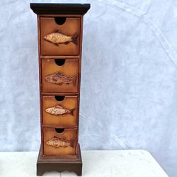 34" Tall Tower Drawers Nautical Fishing Fish Dresser 