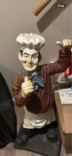 Vintage 34” Large Resin Chef Statue – Restaurant Bistro Kitchen Display Prop