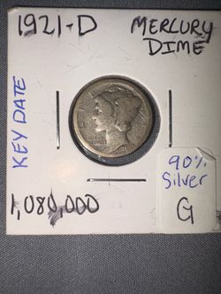 1921-D Mercury Dime Key Date 90% Silver