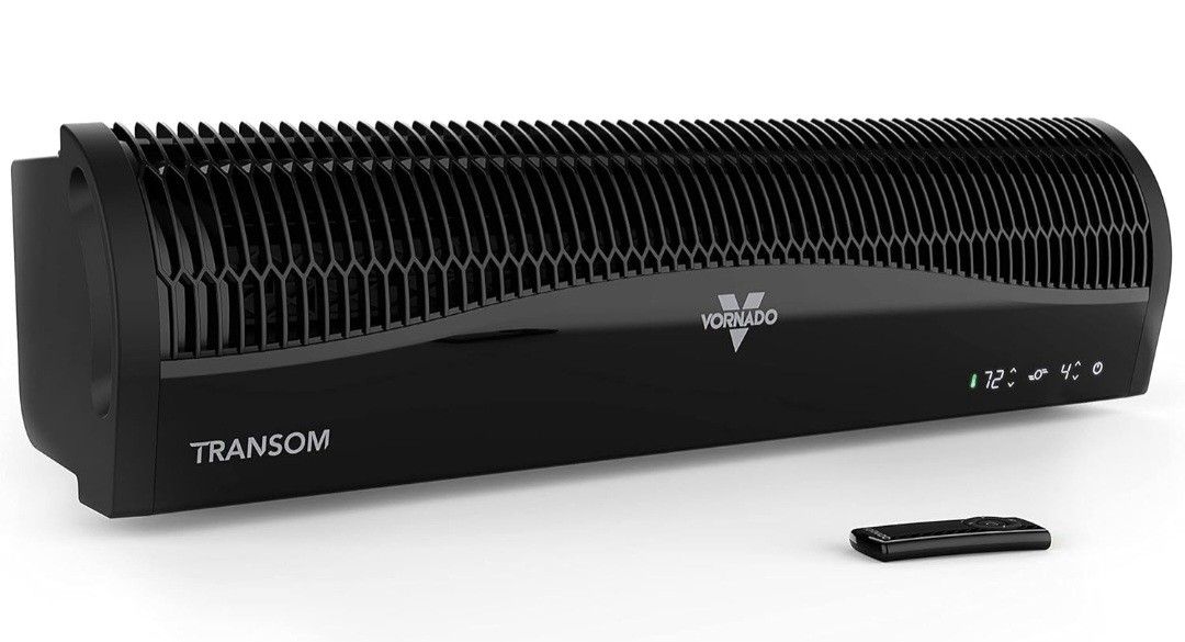 Vornado TRANSOM Window Fan with 4 Speeds, Remote Control, Reversible Exhaust Mode, Weather Resistant Case, Black, Whole Room open box new