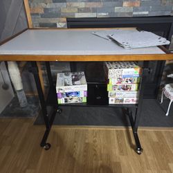 Puzzle Table With Wheels And Shelf
