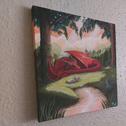 Sleeping Dragon Original Acrylic Painting 