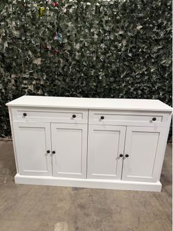 New assembled Accent Buffet Cabinet 2 Drawers and Adjustable Shelves. White