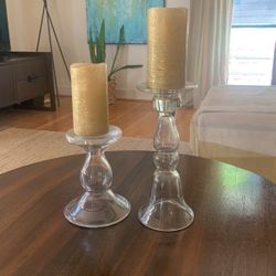 Pottery Barn Blown Glass Candle Holders 