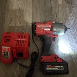 Milwaukee M18 Impact wrench  1/2 Drill With Rapid charger  And M18 8.0 Battery 