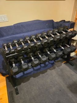 Body Solid 5lb thru 50lb Rubber Hex Dumbbell Set