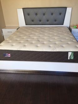 New white glossy 4 piece queen bedroom