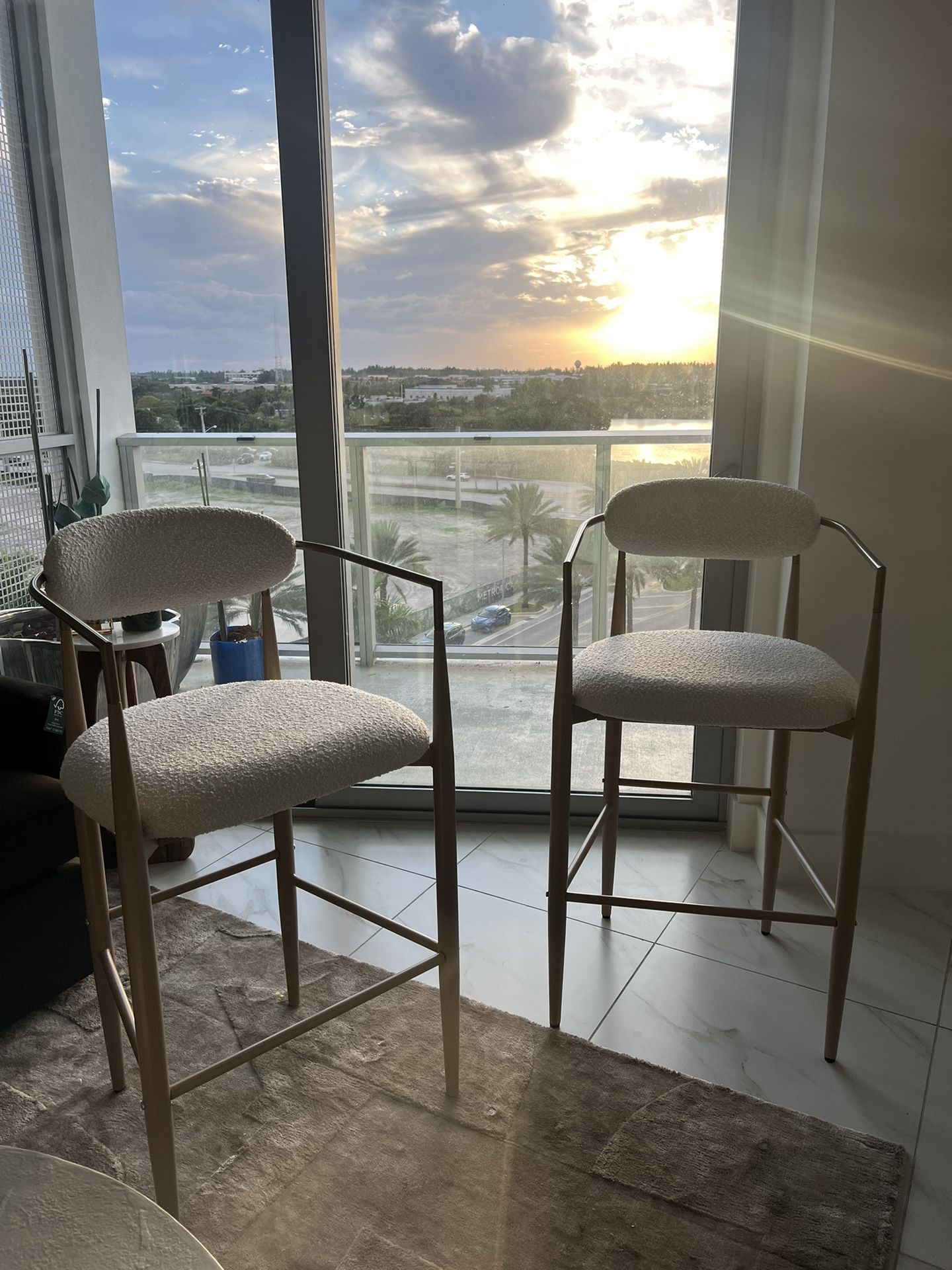Amen Upholstered Bar Stools (Pair)