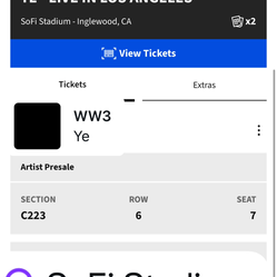1 Kanye wes ticket for Wednesday April 1