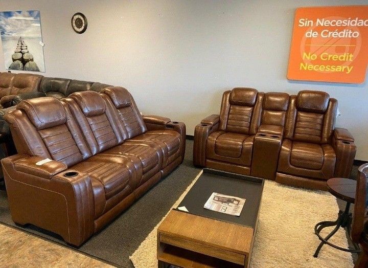 Deliver & Finance Available 👍🏼New Backtrack Brown Power Reclining Sofa & Loveseat /Living Room Set #Couch