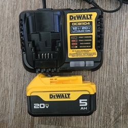 Dewalt 20v Battery 5.0 Ah And Charger Brand New 