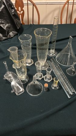 Glass Lab science equipment with goggles