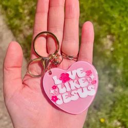 Brand New Love Like Jesus Heart Keychain 