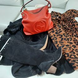 Beautiful Tall Black Suede  Boots Size 8