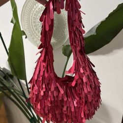 Pink Beaded And Sequin Bag 