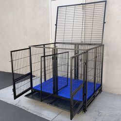 New in box $280 X-Large 49” Heavy Duty Folding Dog Cage 49x38x43” Double-Door Kennel w/ Divider