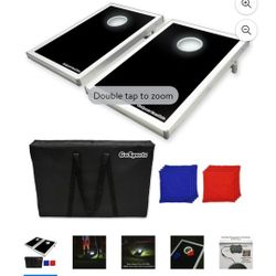 GoSports Tailgate Size 3 ft x 2 ft Led  Cornhole Set - Portable Set Includes 8 Bean Bags & Game Rules