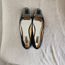 Badgley Mischka Black Satin Flats