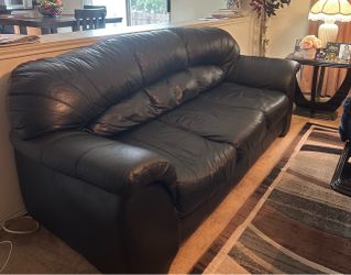 Black leather couch set