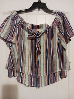 Nice Coloful Blouse With Tie On Top 