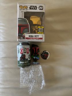Star Wars Funko Boba Fett Bundle - 2019 Gold Chrome Pop & Vinyl Soda