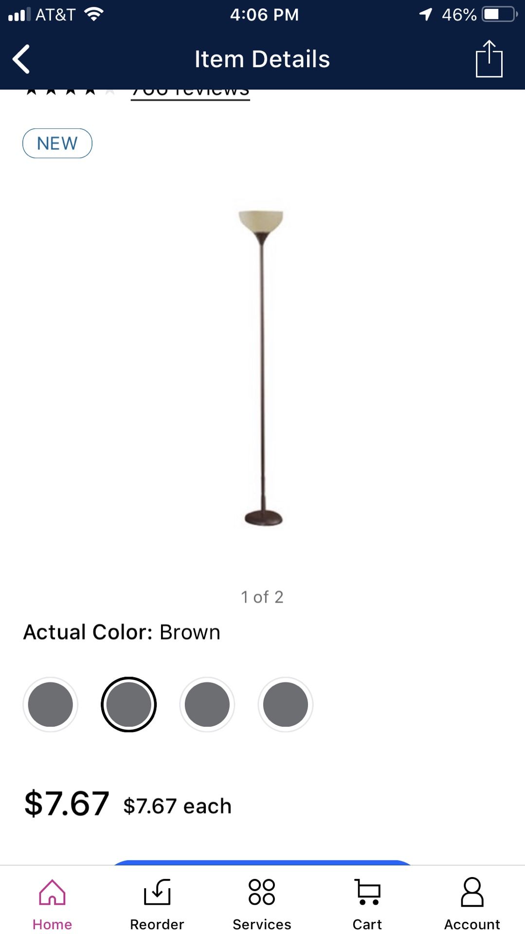 Floor lamp with tea stained shade