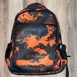 Navy/black/orange Camouflage Backpack