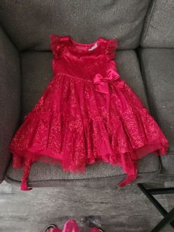 Jona Michelle Girls Red Glitter Floral Tulle Fit & Flare Dress 4T