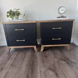 Black and Gold Modern Two-Tone Nightstands – Set of 2