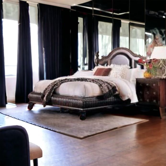 Lane Furniture, National Geographic, Special Edition, King-Size Hand, Carved Wood and Leather