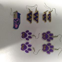 Beaded Husky And Seahawks Earings $20