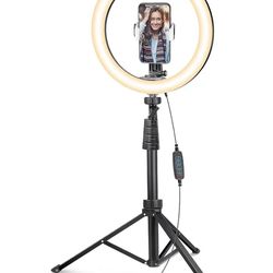 UBeesize 10'' LED Ring Light with 62'' Tripod Stand, Selfie Ring Light for Video Recording, Live Streaming, TikTok & YouTube, Compatible with iPhone &