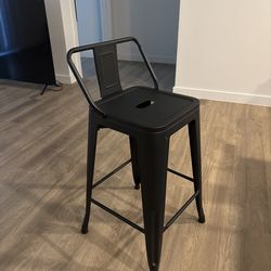 Black Tolix-style bar stools with a low backrest Set Of 4