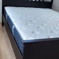 Queen Ikea Hemnes Bed Frame with Englander 12" Gel Memory Foam Mattress 