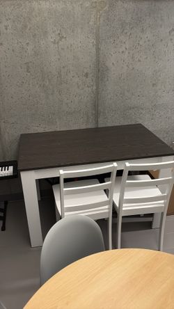 Giantex Wooden Dining Table + 2 White Wooden Chairs