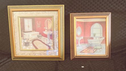 Set of 2 Framed Bathroom Art Prints