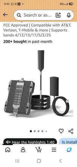 Cell Phone Booster for Truck RV, 5G/4G LTE/3G Signal Booster All Carriers
FCC Approved | Compatible with AT&T, Verizon, T-Mobile & more | Supports ban