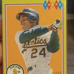 2022 Topps Brooklyn Collection Rickey Henderson Green Parallel Serial Numbered 09/99