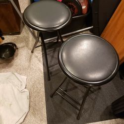Set Of 2 Foldable Black Metal Chair  15 For Both