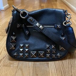 Marc Jacobs Black Studded Silver Crossbody Purse Handbag