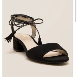 Black Suede Block Mini Heel 7.5