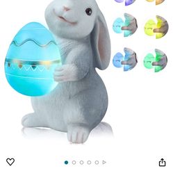 AOLIY Easter Bunny Decorations Spring Decor Hugging a Easter Egg Rabbit Garden Statue Figurines for Patio Yard Lawn Porch(Blue)