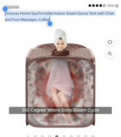 Costway Home Spa Portable Indoor Steam Sauna Tent with Chair and Foot Massager, Coffee