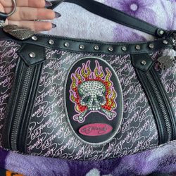 Ed Hardy Skull Rhinestone Shoulder Bag