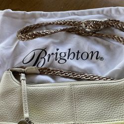 BRIGHTON LEATHER CROSSBODY HANDBAG WITH CLOTH POUCH