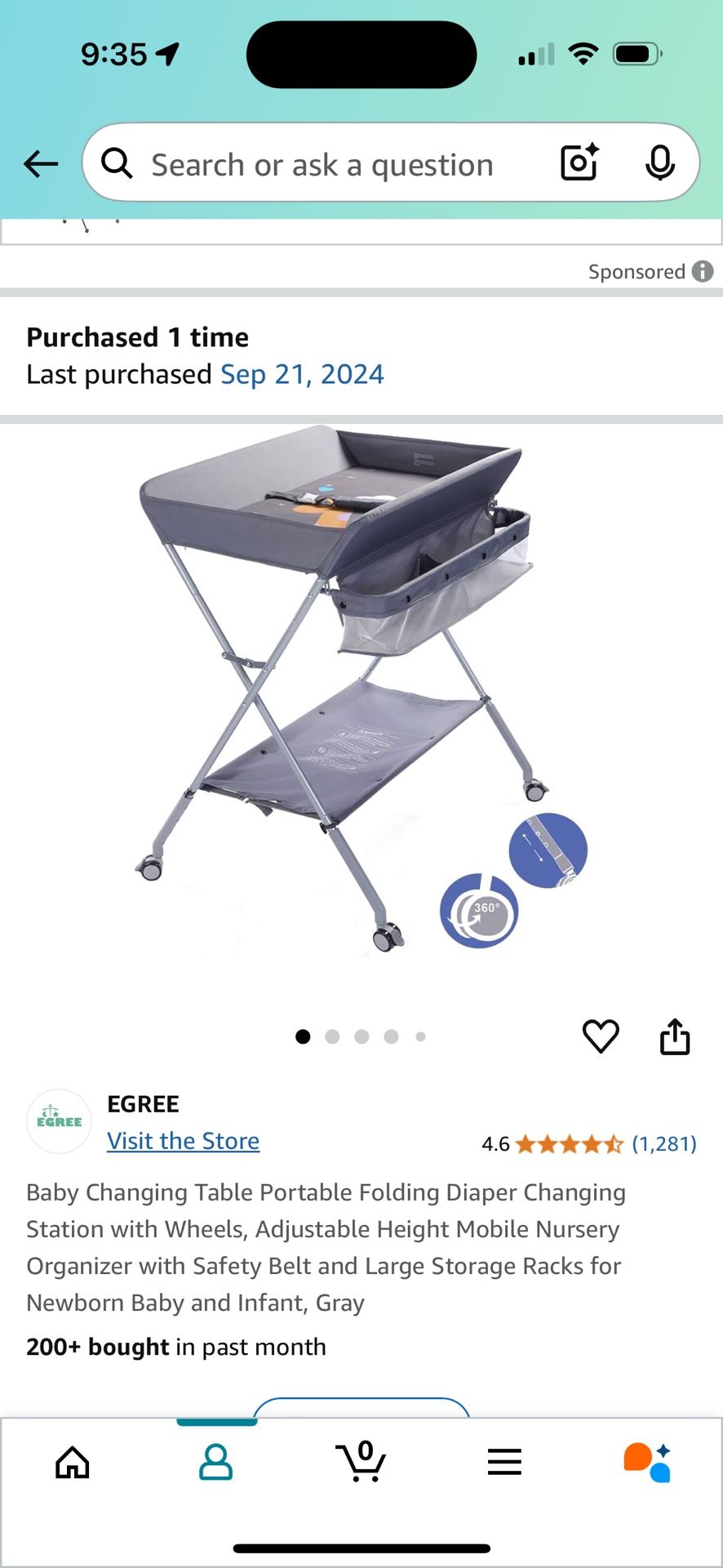 Egree Baby Changing Table Portable Folding Diaper Changing Station with Wheels