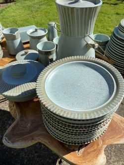 Mid Century Japanese Kasuga Stoneware 62 Piece Set for Sale in